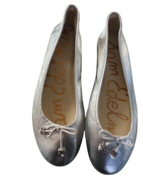 Sam Edelman silver leather ballet flats size 8
